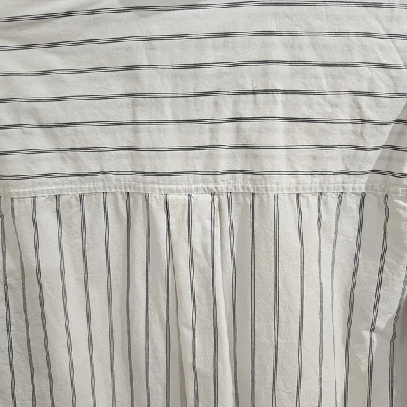 Hudson North Oversized Striped Button Down Shirt Cotton Blue White Drop Shoulder - Picture 8 of 9